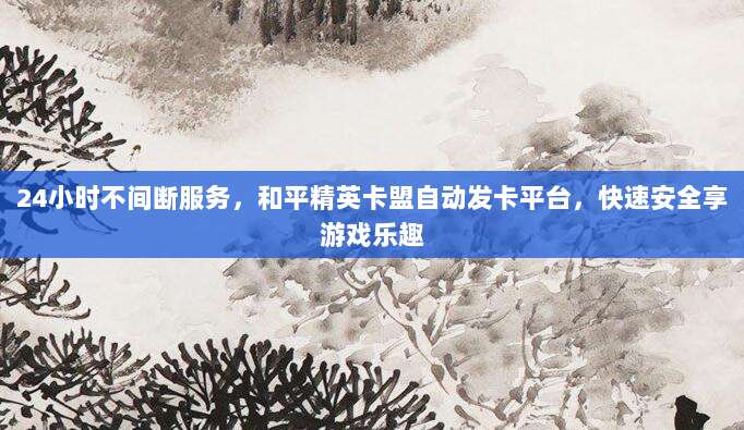 24小时不间断服务，和平精英卡盟自动发卡平台，快速安全享游戏乐趣