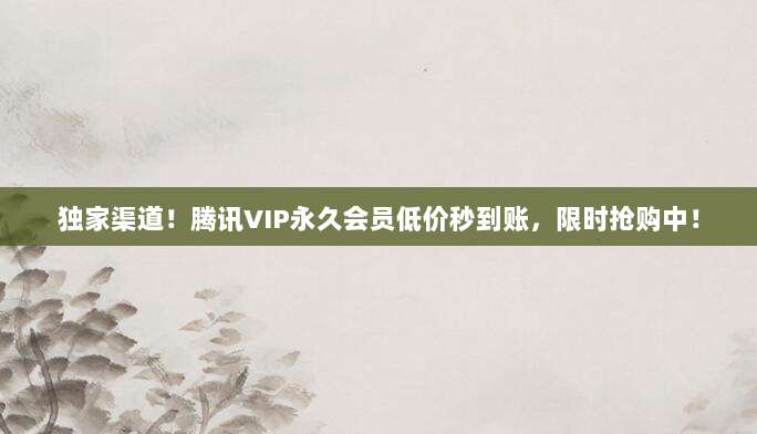 独家渠道！腾讯VIP永久会员低价秒到账，限时抢购中！