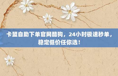 卡盟自助下单官网酷狗，24小时极速秒单，稳定低价任你选！