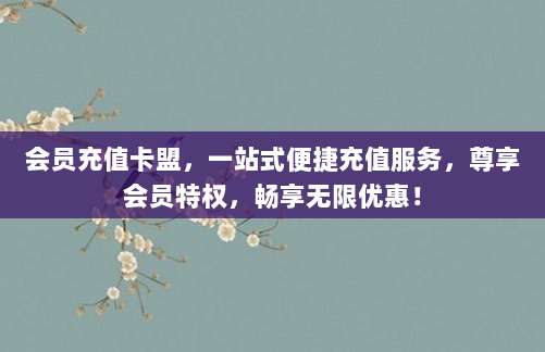 会员充值卡盟，一站式便捷充值服务，尊享会员特权，畅享无限优惠！
