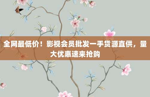 全网最低价！影视会员批发一手货源直供，量大优惠速来抢购