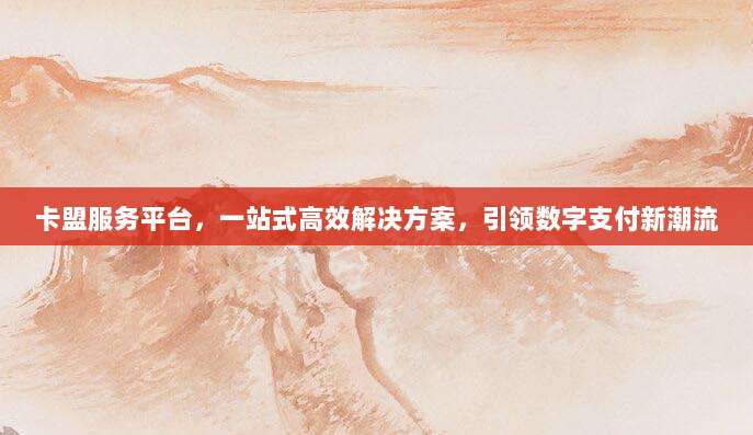 卡盟服务平台，一站式高效解决方案，引领数字支付新潮流