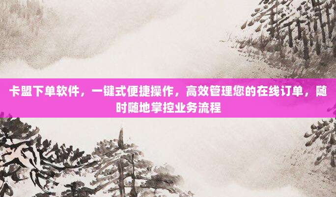 卡盟下单软件，一键式便捷操作，高效管理您的在线订单，随时随地掌控业务流程