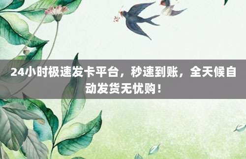 24小时极速发卡平台，秒速到账，全天候自动发货无忧购！