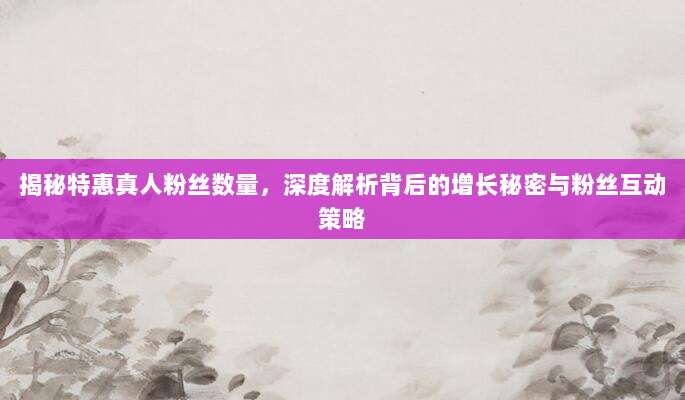揭秘特惠真人粉丝数量，深度解析背后的增长秘密与粉丝互动策略