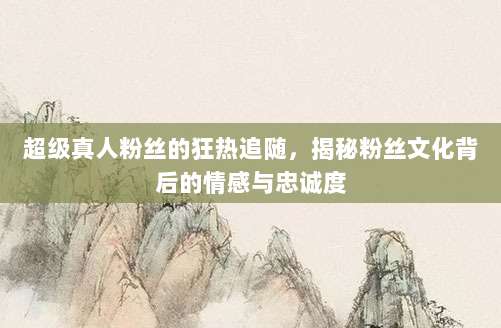 超级真人粉丝的狂热追随，揭秘粉丝文化背后的情感与忠诚度