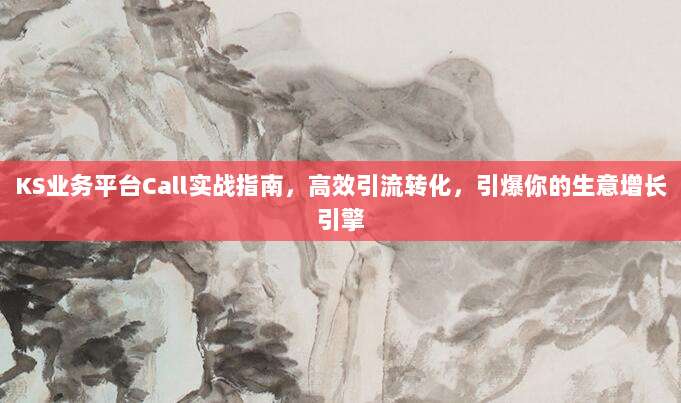 KS业务平台Call实战指南，高效引流转化，引爆你的生意增长引擎