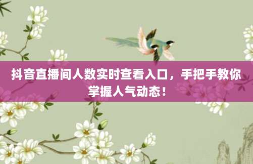 抖音直播间人数实时查看入口，手把手教你掌握人气动态！
