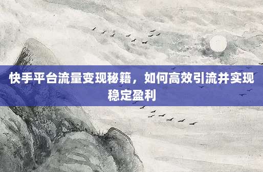 快手平台流量变现秘籍，如何高效引流并实现稳定盈利