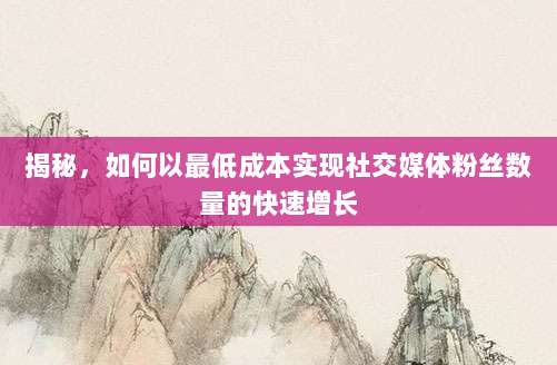 揭秘，如何以最低成本实现社交媒体粉丝数量的快速增长