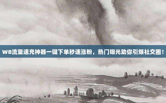 WB流量速充神器一键下单秒速涨粉，热门曝光助你引爆社交圈！