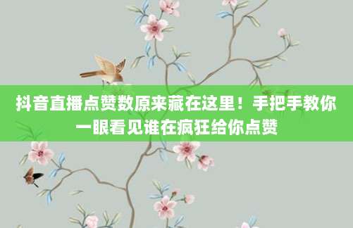 抖音直播点赞数原来藏在这里！手把手教你一眼看见谁在疯狂给你点赞