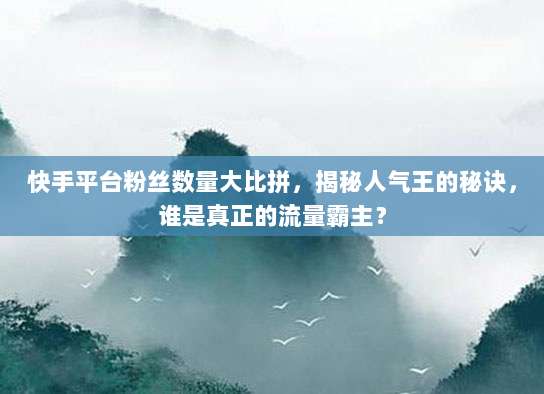 快手平台粉丝数量大比拼，揭秘人气王的秘诀，谁是真正的流量霸主？