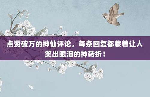 点赞破万的神仙评论，每条回复都藏着让人笑出眼泪的神转折！