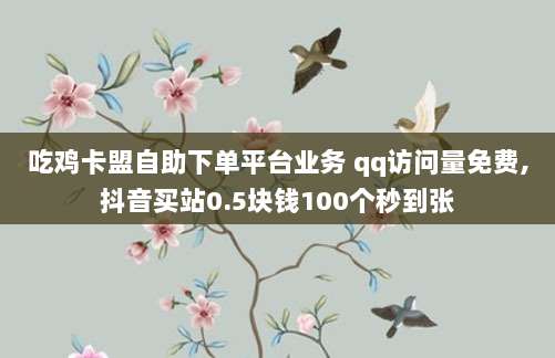 吃鸡卡盟自助下单平台业务 qq访问量免费,抖音买站0.5块钱100个秒到张